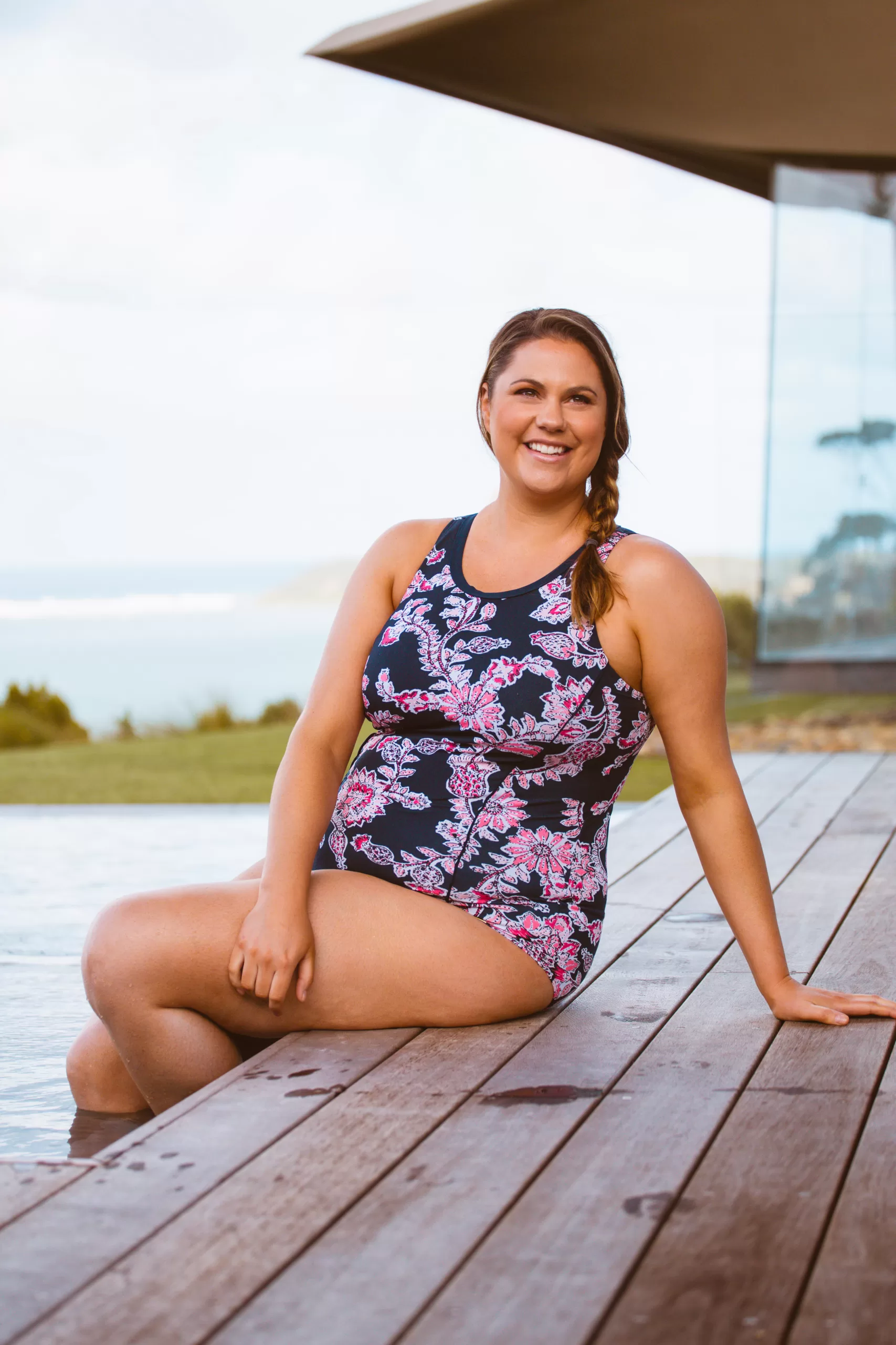 Bramble Rose High Neck Racer One Piece Swimsuit