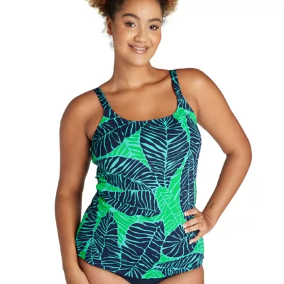 Shadow Palms Scoop Neck Tankini Top