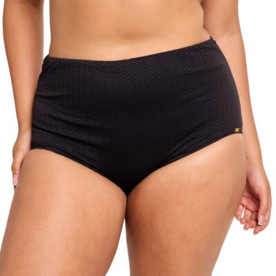 Chavron Black High Waisted Retro Swim Briefs