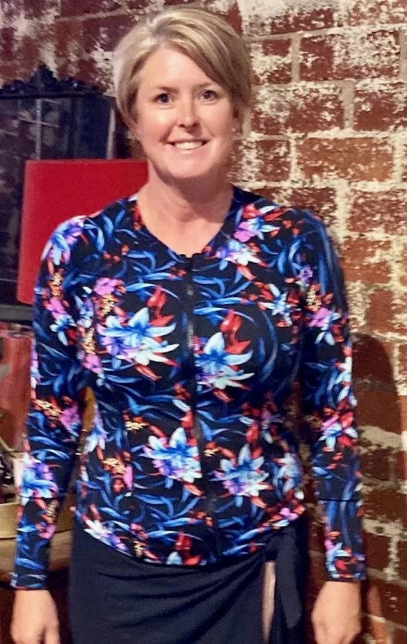 Mystic Hybiscus Zip Front Long Sleeve Rash Shirt