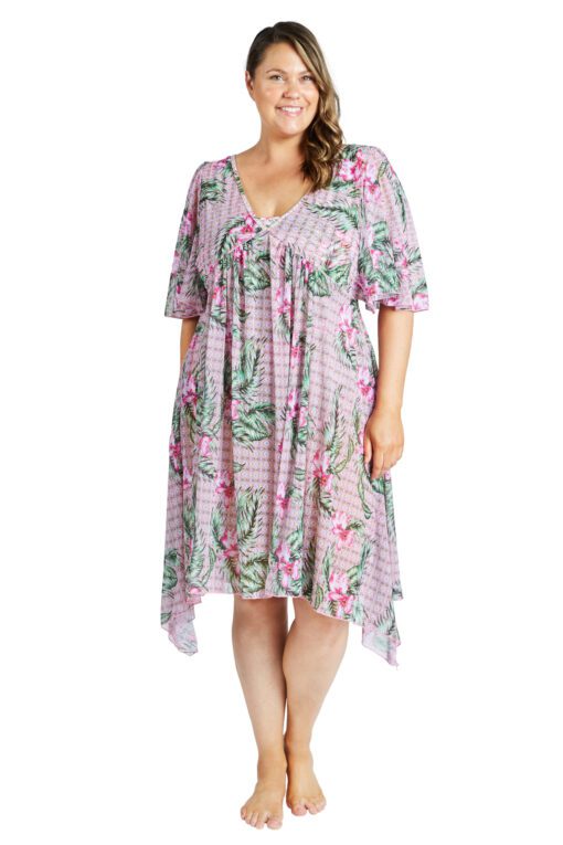 Deco Orchid Mesh Bell Sleeve Dress