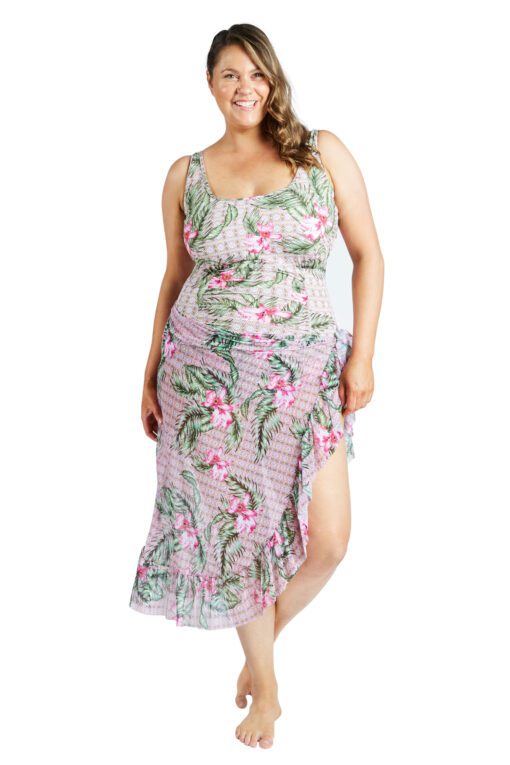 Deco Orchid Mesh Frill Sarong