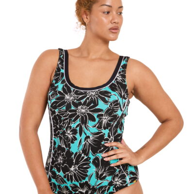 Green Tropical Retro low Leg One Piece