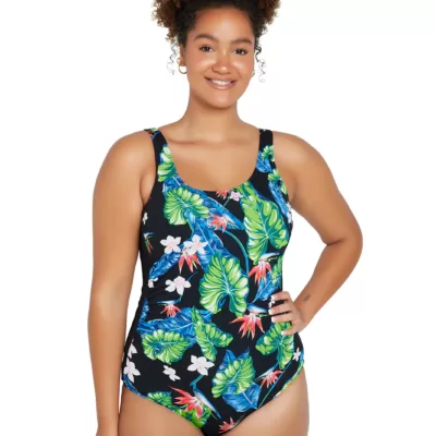 Paradise Pin Tuck Panel One Piece Swimsuit front