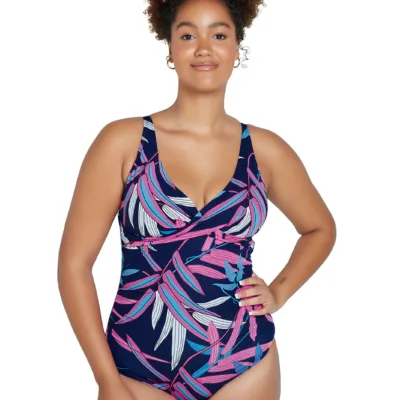 Vintage Palms Sweetheart One Piece Swimsuit front