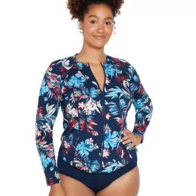 Botanica Zip Front Long Sleeve Rash Top