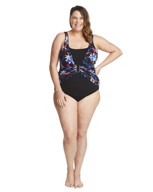 Mystic Hybiscus Square Neck One Piece Swimsuit