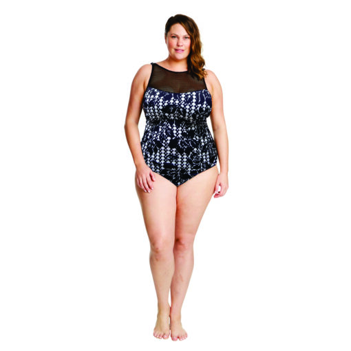 Magnolia Mesh High Neck One Piece Swimsuit