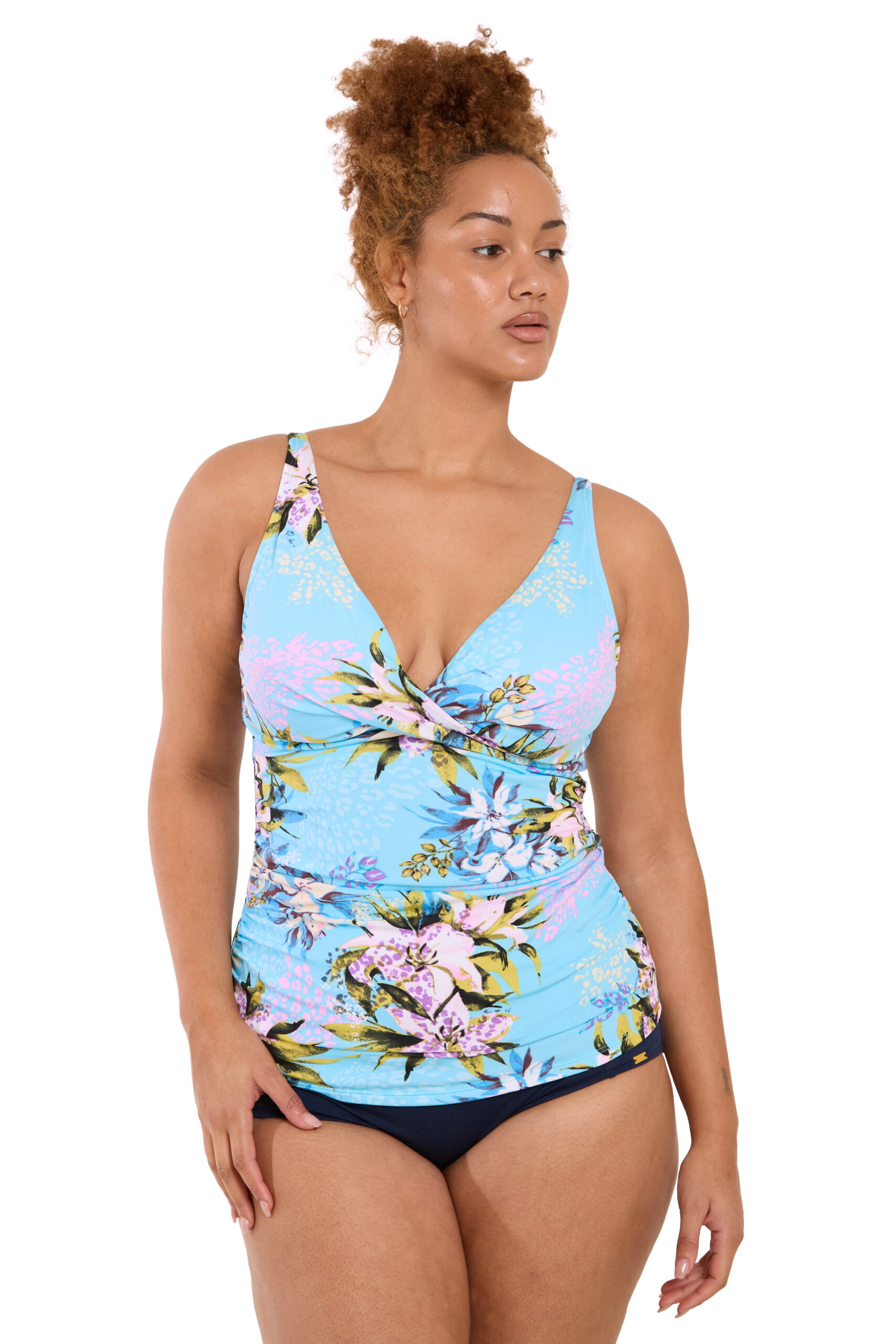Leopard Lily Cross Over Tankini Top